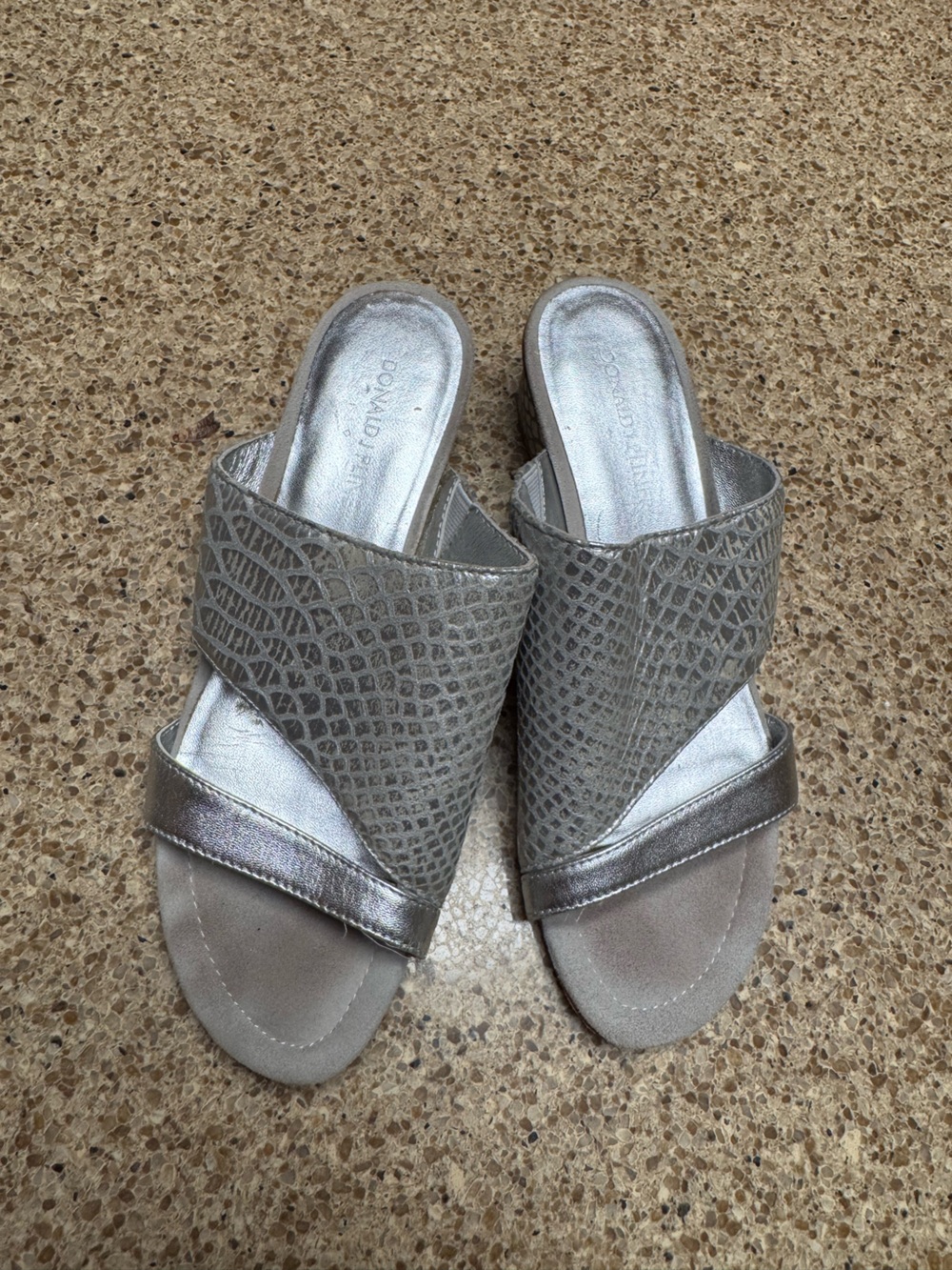Donald J. Pliner Comfort Slide Low Heel Sandals in Silver